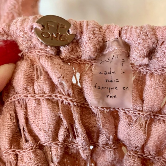 Free People Adella Crochet Floral Lace Ruffle Hem Smocked Strappy Back XS - Picture 12 of 14